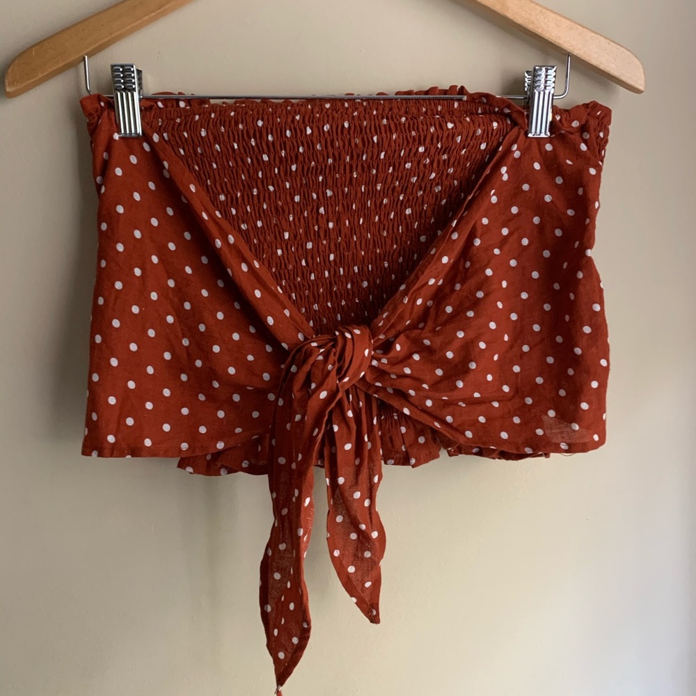LA Hearts Polka Dot Knot Tube Top, Sz. L